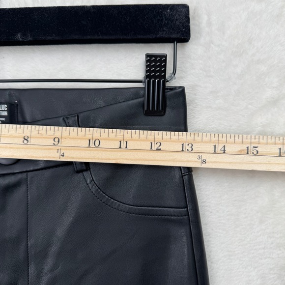 Zara Leggings Womens S Black Trafaluc Faux Leather High Rise Skinny Ankle Zip - Picture 4 of 13